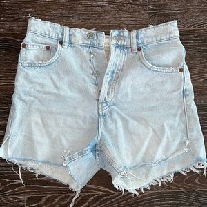 Zara high waisted light blue denim shorts